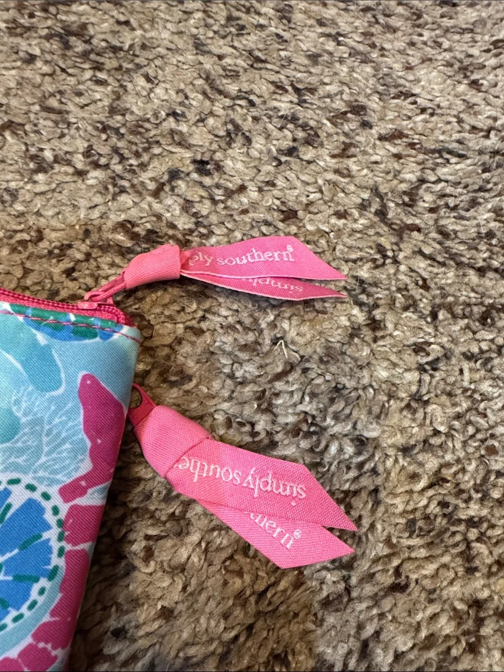 Simply Southern Sea Turtle Print Pouch in Aqua and Pink phone protector